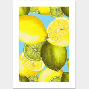 Lemon fruits pattern Posters and Art